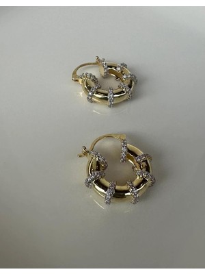 Zirkon Taşlı Halka Küpe