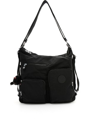 Sanmorris Glc Kadın 3021 Bölmeli Suya Dayanıklı Krinkıl Kumaş Çapraz Askılı Omuz ve Sırt Çantası