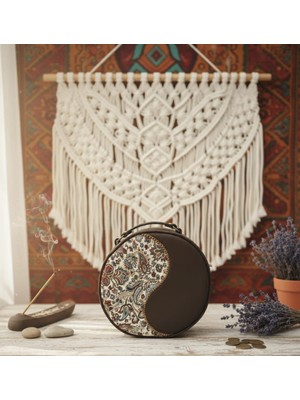 Elizi By Sevim Otantik Mozaik Desen Kadife Yuvarlak Kadın Çantası