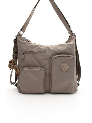 Sanmorris Glc Kadın 3021 Bölmeli Suya Dayanıklı Krinkıl Kumaş Çapraz Askılı Omuz ve Sırt Çantası