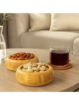 Mena Rise 2'li Yuvarlak Bambu Çerezlik