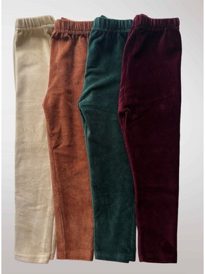 Bobsi Co Kız Çocuk Fitilli Kadife %100 Pamuk Renkli 4'lü Takım Tayt Seti