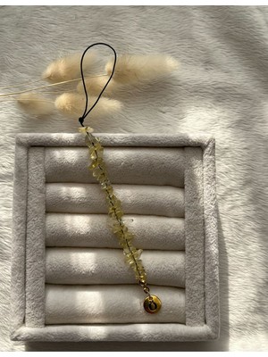 Pel Design Harfli Kişiye Özel Sitrin Taşı Charm