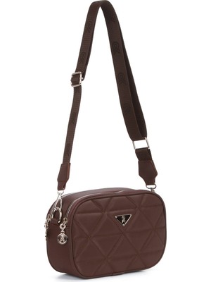 Newish Kadın Kapitone Kumaş Uzun Askılı El ve Omuz Çantası – Bordo – NEW375