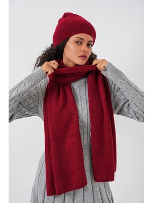 Bigdart Kadın Triko Atkı Bere 15939 - Bordo