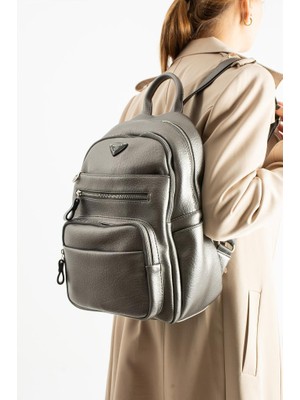 Baginn Vegan Deri Kadın Sırt Çantası 35*25 cm Yağmur Itici Kumaş Mega Bag Günlük Kullanıma Uygun