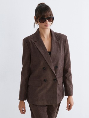 Lc Waikiki Yeni Sezon Kruvaze Yaka Kadın Kadife Blazer Ceket