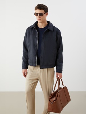 Lc Waikiki Yeni Sezon Rahat Kalıp Gömlek Yaka Süet Erkek Mont