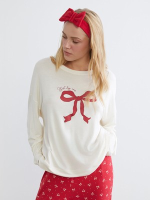 Lc Waikiki Yeni Sezon Fiyonk Baskılı Kadın Pijama Takımı ve Saç Bandı