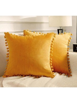 Aden Tekstil 2'li Ponponlu Kırlent Kılıf Seti 40 x 40