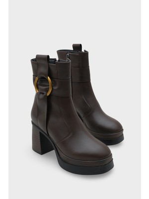 Capone Outfitters Tiffany Yuvarlak Burunlu Yandan Fermuarlı Orta Topuklu Kadın Bot