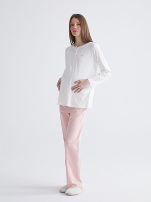 Lc Waikiki Yeni Sezon Bisiklet Yaka Baskılı Hamile Pijama Takımı