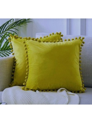 Aden Tekstil 2'li Ponponlu Kırlent Kılıf Seti 40 x 40