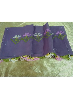 Hoaryage El Emeği Iğne Oyalı Namaz Örtüsü Çeyizlik Mevlit Başörtüsü Krep Kumaş