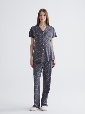 Lc Waikiki Yeni Sezon V Yaka Desenli Hamile Pijama Takımı