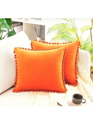 Aden Tekstil 2'li Ponponlu Kırlent Kılıf Seti 40 x 40