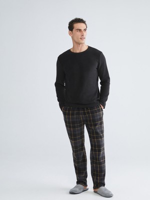 Lc Waikiki Yeni Sezon Standart Kalıp Ekose Polar Erkek Pijama Takımı