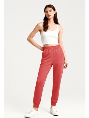 Tommy Life Pudra Yüksek Bel Jogger Rahat Form Manşetli Kadın Eşofman Alt - 94561