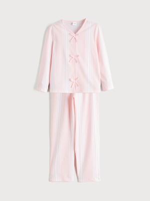 Lc Waikiki Yeni Sezon V Yaka Fiyonk Detaylı Kız Çocuk Pijama Takımı