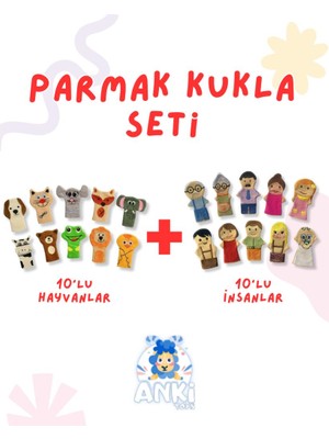 Anki Toys Insanlar ve Hayvanlar Parmak Kukla Seti 20'li