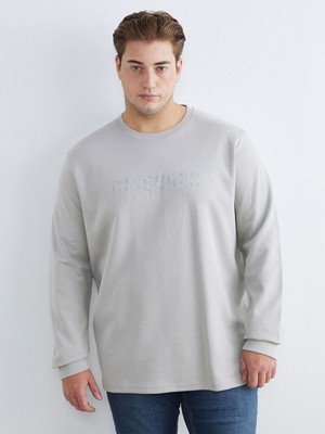 Lc Waikiki Yeni Sezon Büyük Beden Bisiklet Yaka Baskılı Erkek Sweatshirt