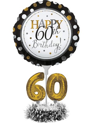 Mena Rise Converting 317308 Balon Centerpiece Balon Orta Parçası, Mylar, Siyah/