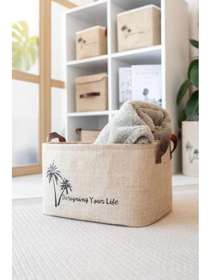 Mena Rise Bee Jüt Dolap Içi Çamaşır Çocuk Odası Oyuncak Düzenleyici Katlanır Saklama Sepeti Organizer 29X20X18