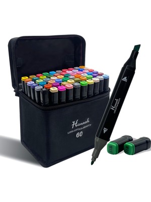 Mena Rise Adet Rengarenk Oluşan Siyah Çantalı Çift Taraflı Marker Seti