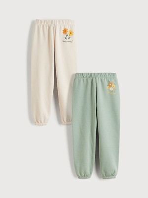 Lc Waikiki Yeni Sezon Beli Lastikli Çiçekli Kız Çocuk Jogger Eşofman Alt 2'li