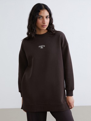 Lc Waikiki Yeni Sezon Nakışlı Kadın Kalın Sweatshirt Tunik