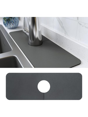 Mena Rise Sarmal Tasarımlı Musluk Kurutma Pedi – 38X13 cm Mikrofiber Süper Emici Tezgah – Su Sıçrama Önleyici ve Saklama Alanlı Kurutma Matı – Mutfak ve Için