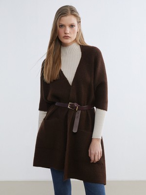 Lc Waikiki Yeni Sezon Şal Yaka Oversize Kadın Triko Panço