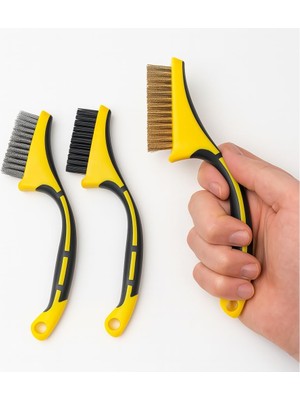 Mena Rise 3'lü Mini Tel Fırça Seti – Paslanmaz Çelik, Pirinç (Bakır) ve Kıllı Temizlik Fırçaları | Ocak, Musluk, Lavabo, Mutfak Köşe ve Dar Alan Temizliği Için Ideal