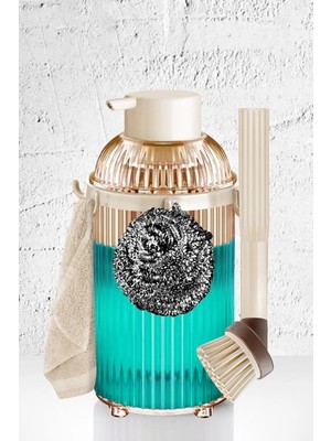 Mena Rise Haus Mutfak Bulaşık Temizlik Seti Havlu Askısı Fırça Sabunluk Bal 3369