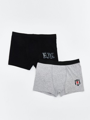 Lc Waikiki Beşiktaş Baskılı Erkek Çocuk Boxer 2'li Yüksek Pamuk İçerikli Rahat Tasarım