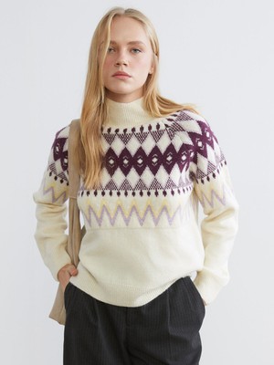 Lc Waikiki Yeni Sezon Yarım Balıkçı Yaka Desenli Kadın Triko Kazak