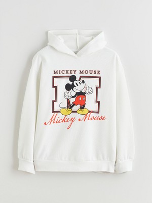 Lc Waikiki Yeni Sezon Kapüşonlu Mickey Mouse Baskılı Kız Çocuk Sweatshirt