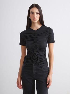 Lc Waikiki Yeni Sezon V Yaka Büzgülü Bluz