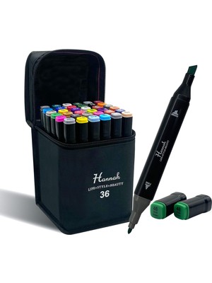 Mena Rise Adet Rengarenk Oluşan Siyah Çantalı Çift Taraflı Marker Seti