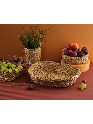 Mena Rise Ahşap Hasır El Örgü Battal Boy Ekmeklik