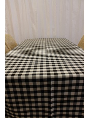 Mena Rise Beyaz Renk Kare Desenli Full Akrilik Dokuma Masa Örtüsü 150X220 cm