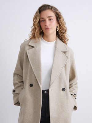 Lc Waikiki Yeni Sezon Kruvaze Yaka Kadın Kaşe Kaban