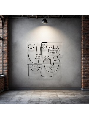 STE Soyut Yüz Metal Duvar Dekoru – Modern Minimalist Sanat Tablosu Ev Ofis Dekoru