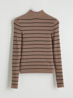 Lc Waikiki Yeni Sezon Yarım Balıkçı Yaka Çizgili Kadın Triko Kazak