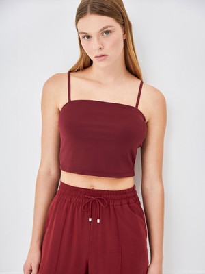Lc Waikiki Yeni Sezon Kare Yaka Düz Askılı Kadın Crop