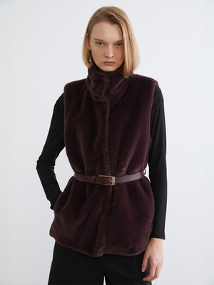 Lc Waikiki Yeni Sezon Dik Yaka Beli Kemerli Kadın Kürk Yelek