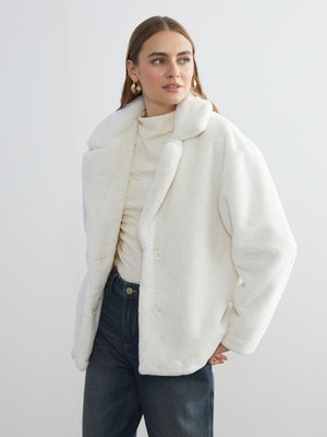 Lc Waikiki Yeni Sezon Ceket Yaka Kadın Pelüş Mont