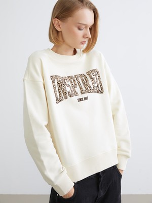 Lc Waikiki Yeni Sezon Yazı Baskılı Oversize Kadın Sweatshirt