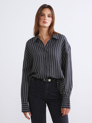 Lc Waikiki Yeni Sezon Çizgili Poplin Kadın Gömlek