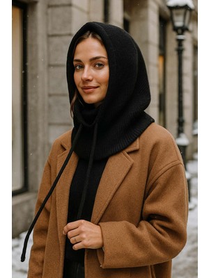 Remsa Kadın Triko Balaklava Bere Şapka Rkşbyn-05 Siyah